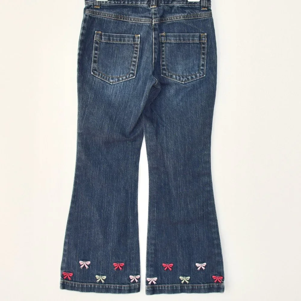 Gymboree Denim Flare Jeans with Embroidered Bows- Size 7